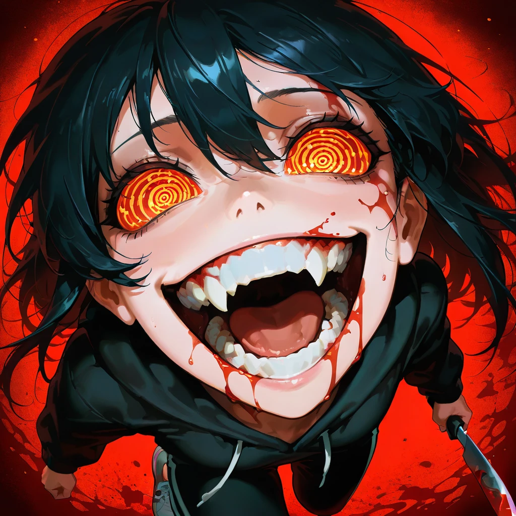 Evil, Scary, uneasy, NSFW, Bloody, angelic horror, sharpteeth, Glowing yellow eyes, Blood from the mouth,Singing on stage