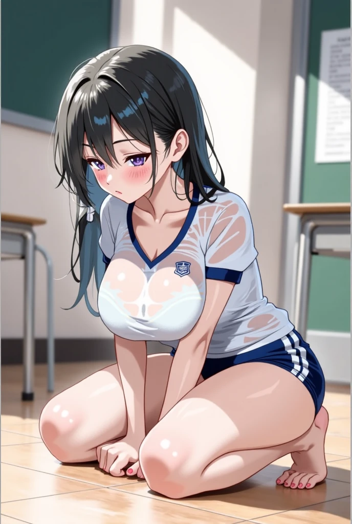 pieces fly、masterpiece、highest quality、Super detailed、High resolution、High resolution、8K portrait、Unity 8k壁紙のHigh resolutionCG、unity 8k wallpaper、cute type little:1.5、upon:1.5、Highly detailed CG unity 8k wallpaper、realistic、real person、cute type little、 portrait photography、shiny skin、High resolution、(16 years old:1.2)、(1 girl)、beautiful clear eyes、very detailed explanation、delicate face、nice lips、slender body、big breasts 同 thin waist、thin legs、((athletics stadium:1.8))、1 girl, cute type, perfect face, seriously, (blush:1.5)、big breasts 、((Short sleeve gym clothes
:1.3)),(((clothing lift:1.5))), (((I have nipples))), Detailed description vagina,show vagina,spread legs,spread ,((cum in vaginas:1.5))、((change:1.5))