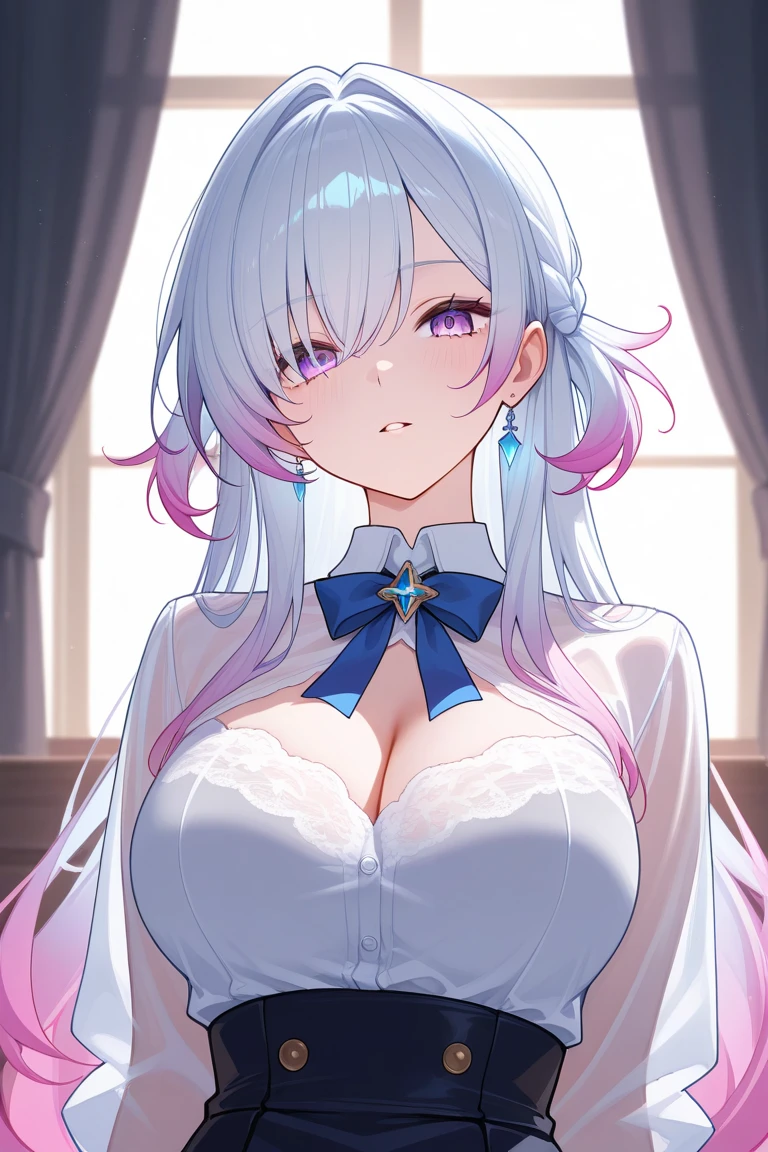 masterpiece, Highest quality, whole body, One girl, bangs, black choker, blush, bracelet, chest, choker, clothes The surrounding area waist, clavicle, Cowboy Shot, ear Earrings, Eyebrows visible through hair, Gradient Hair, Grin, fix, jewelry, Kogal, Long Hair, View Viewer, Earrings, Red eyes, ring, , smile, alone, street, null, cherry blossoms, petal,figure, (magazine:1.3), (cover-style:1.3), fashionable, woman, Vibrant, Pause, front, colorful, dynamic, background, element, have confidence, Performance, Holding, statement, accessories, Majestic, Coiled, The surrounding area, touch, scene, article, cover, bold, to attract attention, title, stylish, font, Catchy, Heading, big, impressive, Modern, trend, concentrated, fashion,((masterpiece)), Highest quality, Absurd, Super detailed, Holographic, Cowboy Shot, ダイナミックなPause, Golden Ratio, Very cute girl, Mature Girls, Very beautiful, Super beautiful asian girl with super beautiful purple eyes, Very beautiful white hair, Shiny skin, High Ponytail, nice and sexy body, Slim and delicate body, Perfect body, Cute Panties, Fox Headset, Get your picture taken in a cute alien spaceship,naked,Big Breasts,Sexy