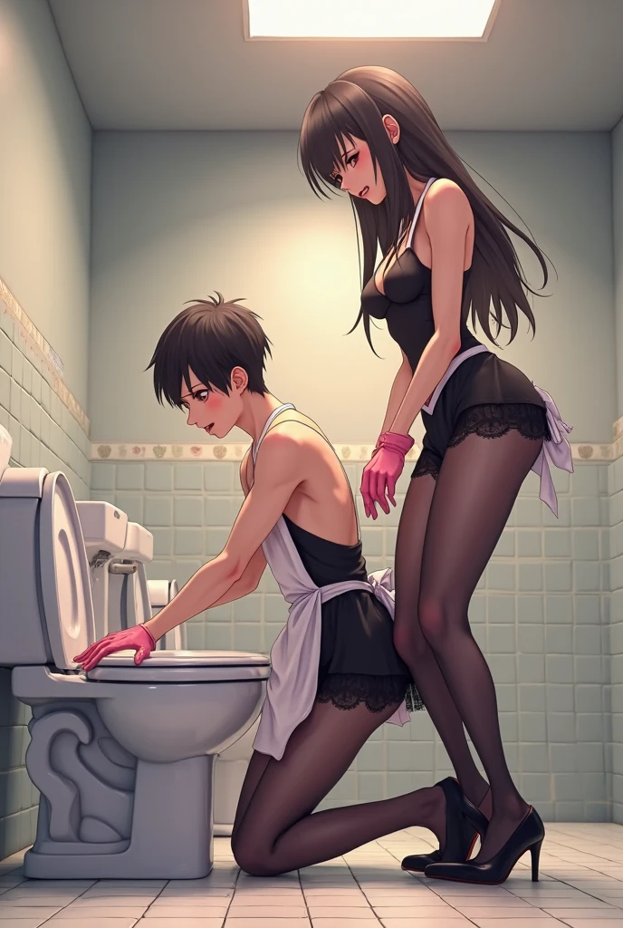 {{(((Ultra detailed, ultra high resolution, 64k, masterpiece, highest quality, beautiful eyes in detail, very detailed eyes and face, toilet stall, straddling the toilet bowl, toilet paper on the wall, very erotic positions, A girl is attacked by several guys, her clothes are torn, they insert their super thick dicks in her anus, the girl gets on top of the boy, spreads her legs, and inserts their super thick dicks in the girl's anus, making the girl hard Rape)))}}, (sexual bullying, sex with men, NSFW, semen, love juices, urination, sweating, rape, etc.), uniform, (black skirt (miniskirt), hair (super long hair, black hair, hair) tied on top of the head), twisted hair), girl, small build, (short torso: 1.8), (young: 1.8), short limbs, small breasts, 5 year old girl), round face, bare feet, child: 1.25) , (baby face: 1.2)), short limbs, from the side, crying face, drooling, urinating, gaping anus: 1.1), puni, anal juice, man roughly pulls girl's hair, pulls girl's hair back, girl The man inserts (multiple) extremely thick penises into the girl's anus, and the man grabs the girl's hair and pulls it. A woman grabs the girl's hair and pulls it hard.