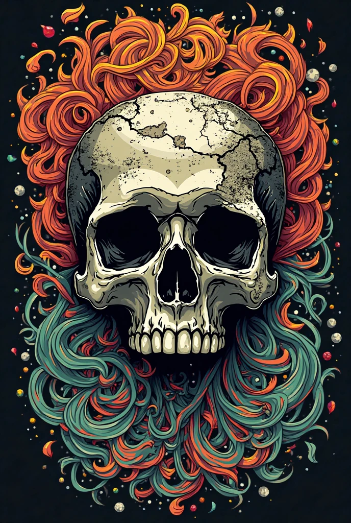 One skull from which blood flows, on a black background