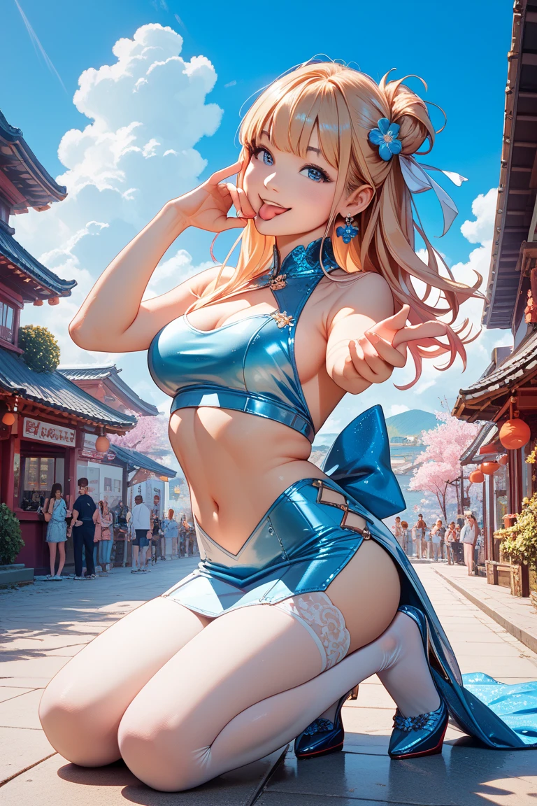 very cute and beautiful girl,(Very exquisite beautiful face and eyes:1.2),(Pink leotard:1.2),(No sleeve),(smile),
Amusement park festival,(parade:1.2),(Lots of people dressed in pastel colors),flag,Confetti flying in the sky,Outdoor,Depth of written boundary,
(Cowboy Shot),zettai ryouiki,Are standing,Detailed legs,Dynamic pose,Dynamic Angle,Black Hair,hair band,
(highest quality,masterpiece:1.2),Intricate details,High resolution,Focus Only,Natural light,Hair blowing in the wind,
