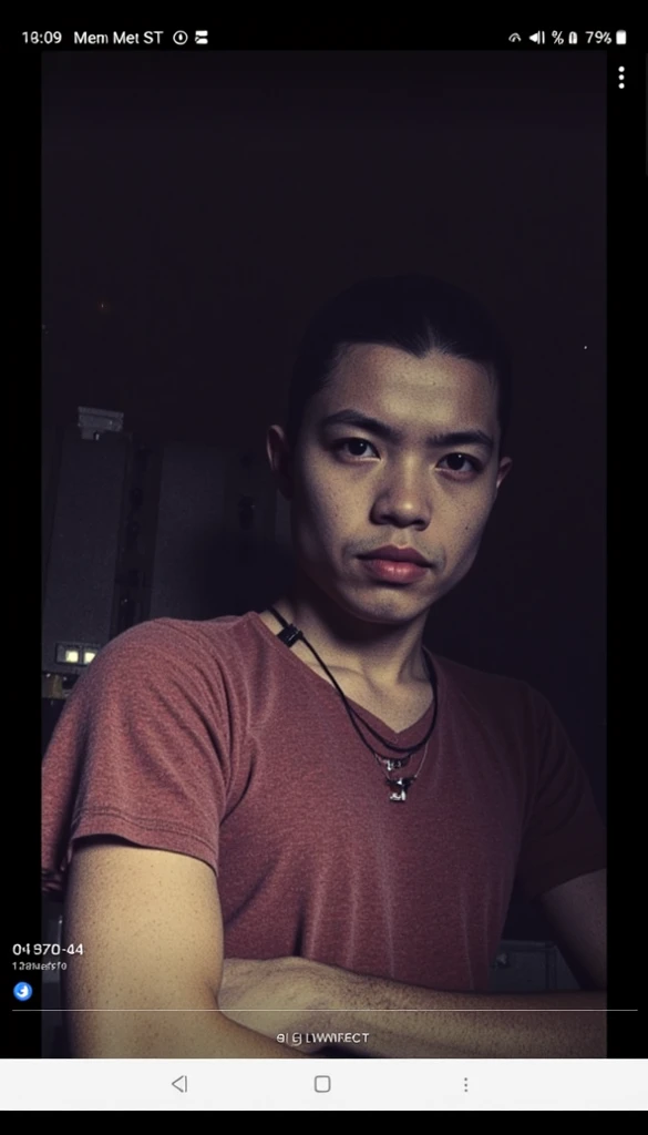 A handsome young man with a striking resemblance to a popular K-pop idol sits pensively, his gaze fixed upon us. He wears a crisp white shirt, complete with a collar and short sleeves, and a pair of stylish glasses. His short brown hair is neatly styled.