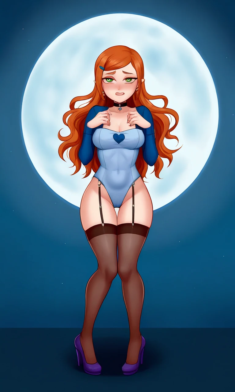 Obra maestra, La mejor calidad, 1girl, pechos enormes, escote, sujetador rojo, ombligo, bragas rojas, Guantes rojos, muslos rojos, sombrero de Santa, piernas desnudas, cabello largo y rubio, ojos azules, Pale skin, sonrojarse, They are smiling, Christmas decorated room
