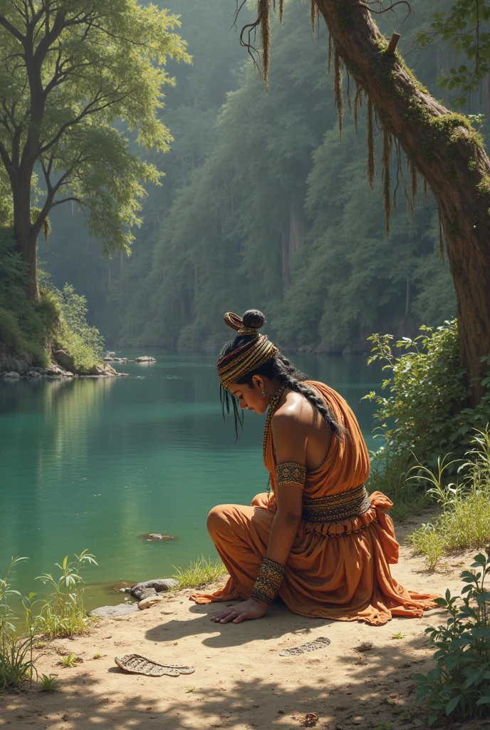 (hyperrealistic), (high resolution), In the center of the image, we can have a shaman in meditation, sitting in a sacred place, like a natural altar surrounded by elements of nature, such as stones, flowers, plants and shells. This representation symbolizes the practice of building a sacred site. Around the shaman, we can represent symbols or images that represent inner preparation, such as a mirror reflecting self-discovery, a feather representing freedom and connection to the spiritual world, and perhaps a flame symbolizing inner transformation. At the top of the image, we can represent ancestors or ancestral spirits in the form of ethereal figures or shadows, as if they were being invoked by the shaman. They may be surrounded by lights or sparkles to convey their spiritual presence. At the bottom of the image, we can depict elements of purification rituals, such as a waterfall or a flowing river, symbolizing cleansing and renewal. We can add plumes, incense, or other symbols related to purification around the water flow. Finally, we can represent the shamanic journey through a trail or path that extends from the shaman to distant horizons, indicating the spiritual journey and the exploration of different dimensions. There may be symbolic images along the way, such as power animals, sacred trees, or star constellations. 8k --auto --s2