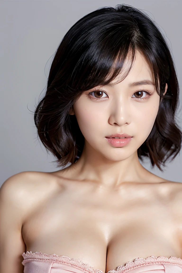 (8k、RAW Photos、Highest quality、masterpiece:1.2)、(Realistic、Realistic)、1 Japanese girl、(((30 years old)))、(short hair)、((Black Hair))、((naked))、((Petite women))、(((Huge breasts)))、skeletally correct、((Small eyes))