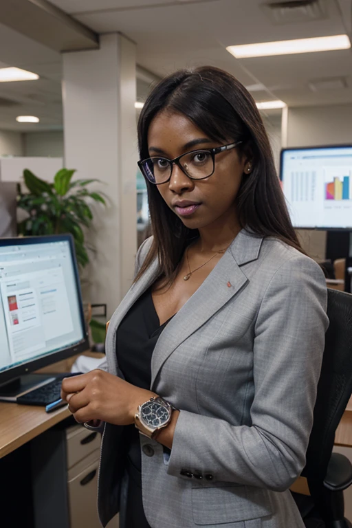 main de femme d'affaires africaine utilisant un scanner