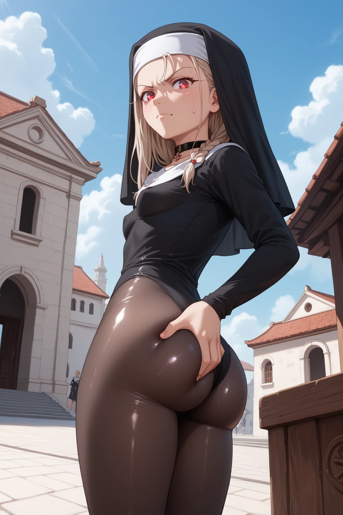  ((((heart hands)))),(from below:1.5), (((front view))),  Best_QualityPos, RAW photo, intricate details, best quality, 8k uhd, soft lighting,  soft lighting, 1girl, ((( Real Madrid shirt))), (((perfect anatomy, anatomically correct, super detailed skin))), 2B from Nier Automata.  ((big cameltoe))), (((wearing a white Real Madrid football team shirt)), short hair, ((solo)), (((blindfold))), ((hourglass body,)), (alone). ((solo:1.5)), ((bedroom background))), posters on the wall,  big red lips, white hair, 1 girl, ((white Real Madrid football team shirt)). ,[[[(((big hips)))]]]], clothing cutout, gloves, juliet sleeves, ((((leotard))), puffy sleeves, , thighhighs, , hourglass body,, shiny skin, watching the viewer, beautiful hair, beautiful face, beautiful detailed eyes, blue eyes, babyface, , beautiful body,standing, (beautiful scenery), 8k, top quality, masterpiece​:1.2, extremely detailed),