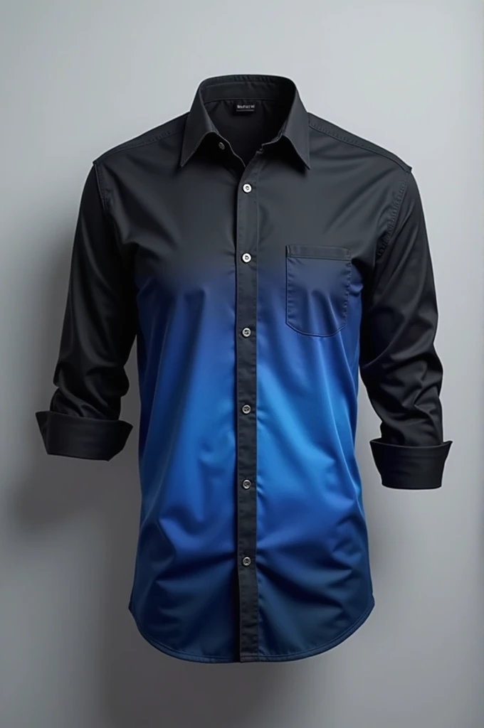 Create a shirt design in black with blue details 