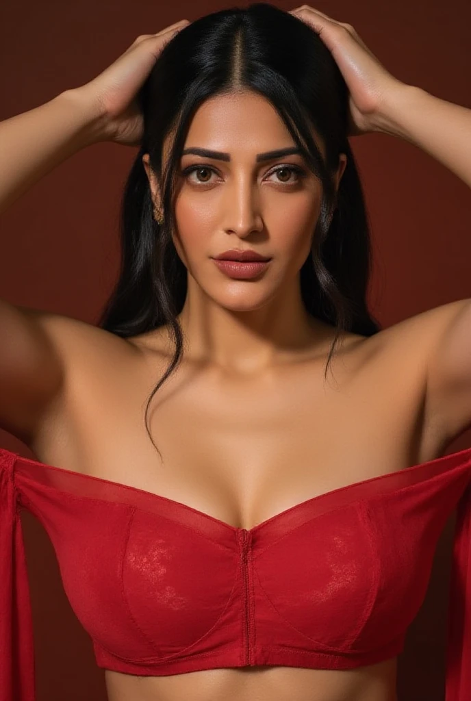 woman in red dress and fringe jacket posing for a picture, tanned ameera al taweel, cute woman, violet myers, gorgeous woman, demi rose, wearing a red outfit, stunning woman, girl wears a red dress, gorgeous lady, wearing red dress, wearing a red dress, photo taken at night, at night time, mid shot portrait, beautiful woman, sexy, big , cleavage show, glossy skin , naughty look