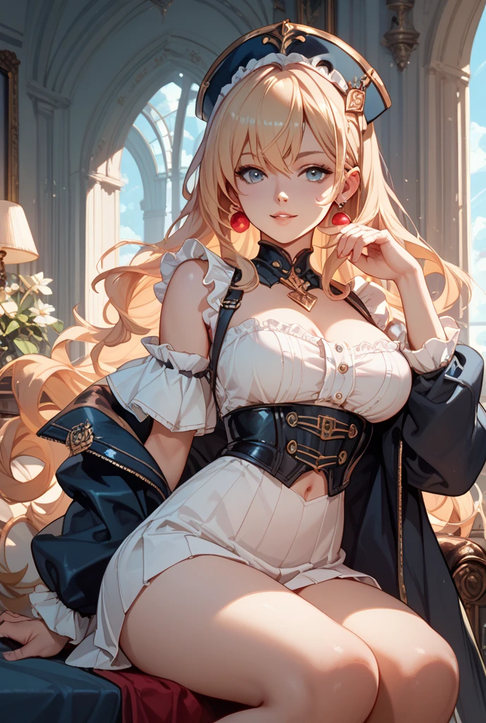 (Masterpiece, Best quality, Ultra detailed, absurderes)1.5, 1girll, (Sexy, Beautiful woman, Perfect face, Perfect eyes, Perfect female body, Huge breasts)1.5, (Masquerade is fashionable, wig, Elaborate dress, Stockings, High heels, Full face mask, Covered , Carmelto, ), (standing, Skirt lift, Indoors, European-style mansion), Perfect lighting, smooth, hdr