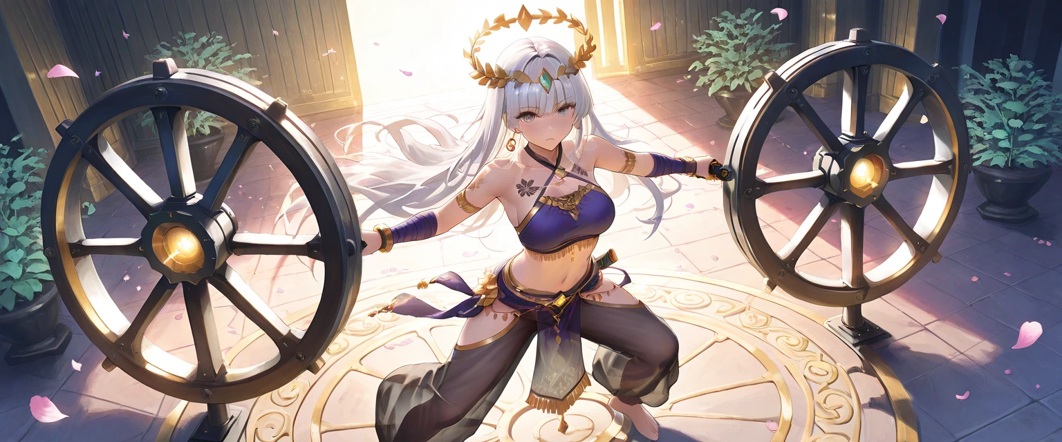 hairstyle, Beautiful eyes with fine symmetry, (Intricate details:1.2), (Highly detailed face and eyes:1.2), dance set, dynamic dancing, 1 girl, anime, 2D, full body, (Highly detailed), (high resolution), (Best quality), (masterpiece)