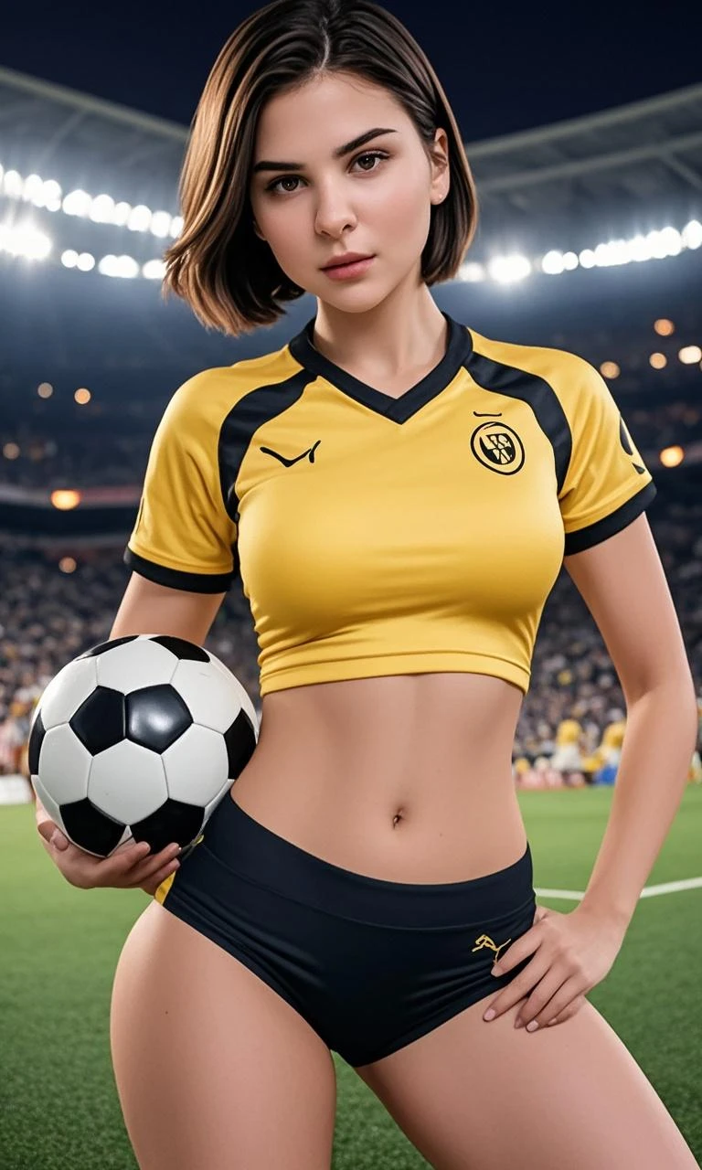 YouTube Thumbnail for Germany EM Football Match: Sexy women in focus wearing model underwear outfits in red-gold-black colors exactly like the german flag, celebrating German fans with many flags and blurred, cheering German football players in the background.