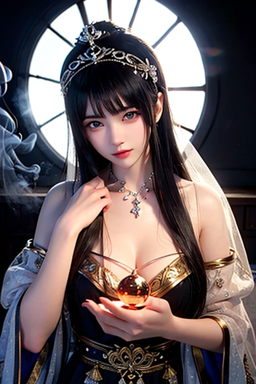 (highest qualityのディテール)、Realistic、8K Ultra HD、High resolution、(One Girl:1.2),(Fatal Beauty,Attractive beauty) ,(A supple and powerful physique),(Sensual charm),(mysteriousな魅力:1.1),(Captivating silhouette),The Super detailed、High quality textures、複雑なdetailed、detailed、Very detailed CG、High quality shadows、detailed Beautiful and delicate face、detailed Beautiful and delicate eyes、Written boundary depth、Ray Tracing、20th Generation、Cute K-Pop Girls、(The Face of Ulzan in Korea)、Thin face、(Urzan-6500-v1.1:0.6)、PurerosFace_v1、Glowing Eyes、Perfect body、 Viewer Display、(highest qualityのディテール:1.2)、Close-up of a woman, realistic girl rendering, 8k artistic german bokeh, Enchanting girl, Real Girls, Gurwitz, Gurwitz-style artwork, Girl Roleplay, Realistic 3D style, cgstation Popular Topics,, 8K Portrait Rendering,(truth,truth:1.4),(Sparkling eyes girl:1.2)、cheek、Glossy Lips、Big Breasts、Best image quality, highest quality, Realistic, Super detailed, Realistic, 4K 8K Ultra HD Full Color RAW Photos, Fujifilm(Medium format), Hasselblad, Carl Zeiss, Incredible dynamic range photography(utility_art:Smooth-768:1.1),High resolution, High pixel count, Clear detailed, Clear images, Natural color reproduction, Noise Reduction, High fidelity, quality, Software Improvements, Upscaling, Optimized Algorithms, Professional-level retouching, Browsing Caution、(((Too much exposed skin)))、(((Big Breasts)))、fortune teller、astrologer、(((A magnificent starry sky in the background)))、(((It has a hood、A burgundy robe intricately decorated with beautiful details)))、((Horoscope))、(((fortune teller)))、Long black hair、((Blunt bangs))、Cowboy Shot、(((Please hold your hand over the crystal ball on the table.....)))、Fancy Necklace、Lace gloves、Bright Blue Eyes, Surrounded by swirling pink smoke, saturated color、Dark colors、Psychedelic Images、lsd、Mandala、fractal、mysterious、detailed、Psychedelic painting of a woman with large breasts, サイケデリックなgoddess, DMT Art, DMTgoddess, Visionary artistic style, Psychedelic Art style, 3d, goddess, Portraiture, Psychedelic Art nouveau, Psychic Trance Artwork, Psychedelic Digital Art, Digital Visionary Art, Psychedelic Art, Psychedelic Surreal Art, Psychedelic Artwork, 非常にdetailedなテクニカラー, 超detailedなファンタジーアート、(nightmare:1.6),