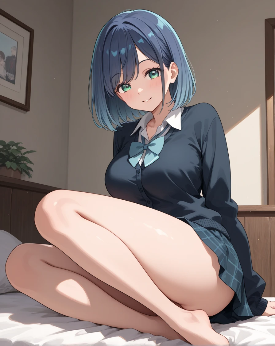 (8k, 最High quality)、超High resolution、adorable、最High quality, beautiful, ((Absurd beauty)),超High resolution、Bright blue hair、Blue eyes、 girl、Small breasts、Braided half bob hair、uniform、Me in a knitted cardigan、 girl、Looks about 15 years old、Petan Musume、In the classroom、(missionary, 1boy, penis, lying, vaginal, ass pov, spread legs, sex, nsfw)、quality, High resolution, Very detailed, Detailed Background, Perfect lighting、masterpiece、Best image quality、最High quality、、 (cryin) ,Cute Characters, Most detailed, High quality、Red nose、vapour、bevel、Shiny Hair、Very beautiful and bright eyes、 Scared、Very detailed, Clear and beautiful face、Slender body、Awards, Anatomically correct、((Scared))