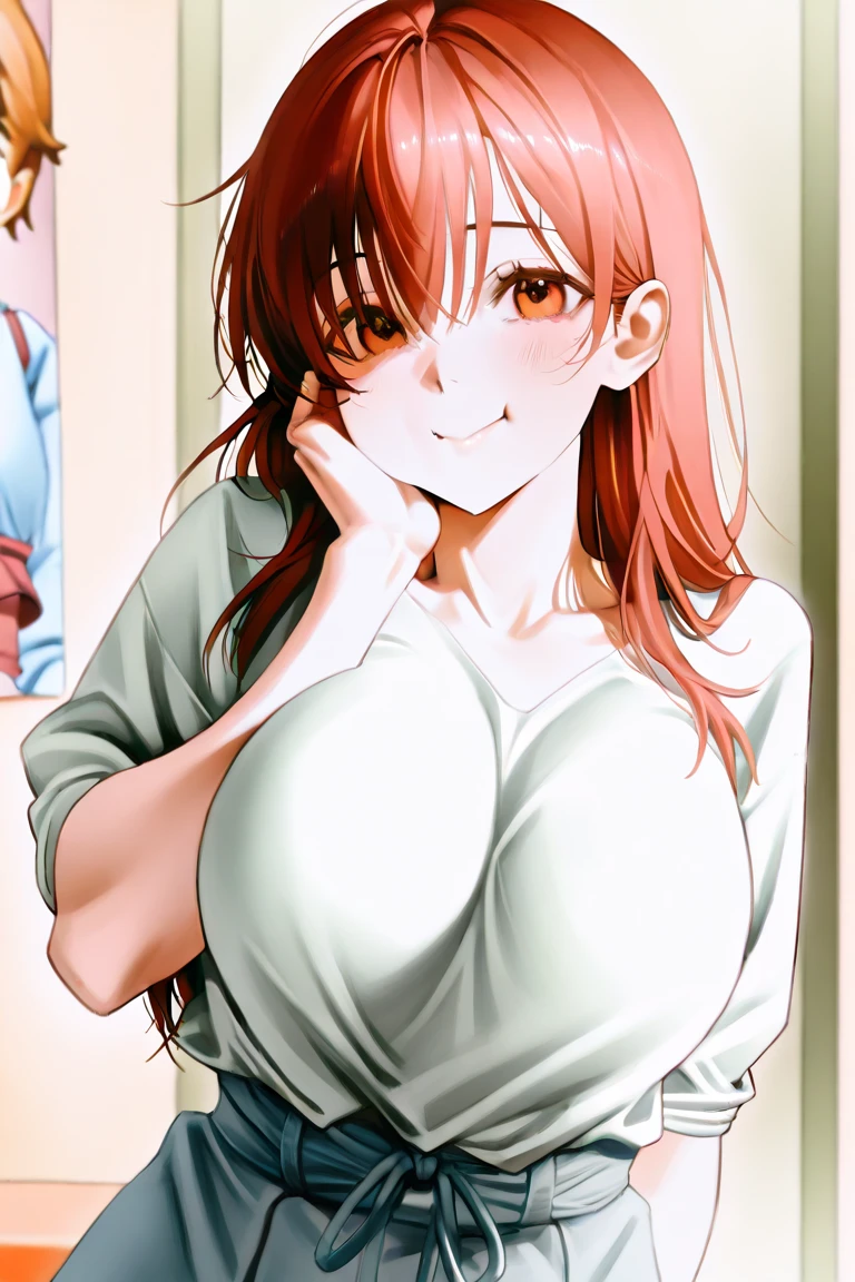 Beautiful woman in a pink shirt and a man in a blue shirt, seductive beautiful girl,