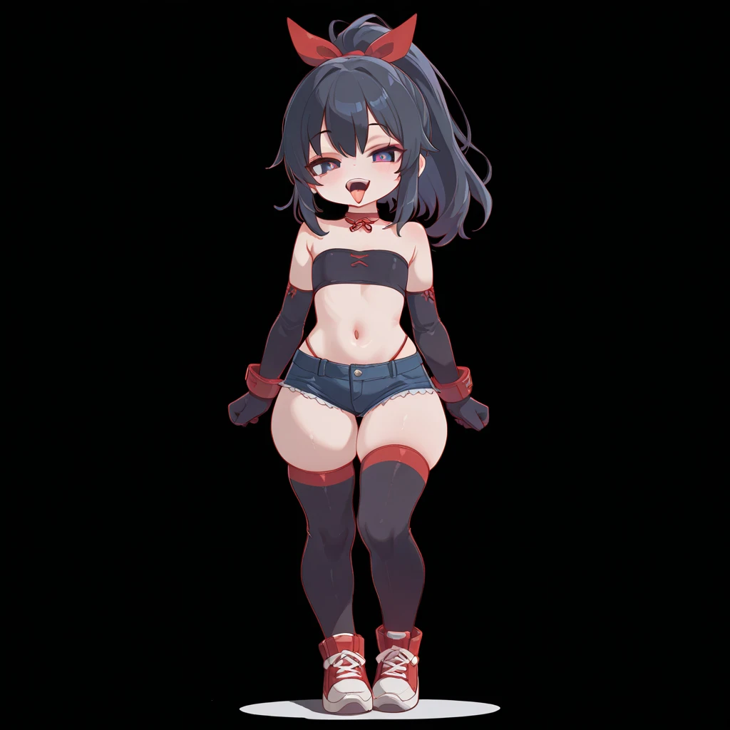 Dragon girl, cute, panties, big breasts, full body, nirvana shirt