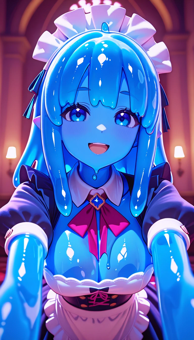 nsfw (1girl, gradient hair very long hair multiple braids, cyan eyes, flustered) (digital) (crossed legs indian style in detailed volcano, (bodysuit under clothes, saruei, no underwear, nipples exposed, squirting orgasm, )) , best quality, cum on chest, small breast, chibi anime, insert into crotch, tongue out, drool.