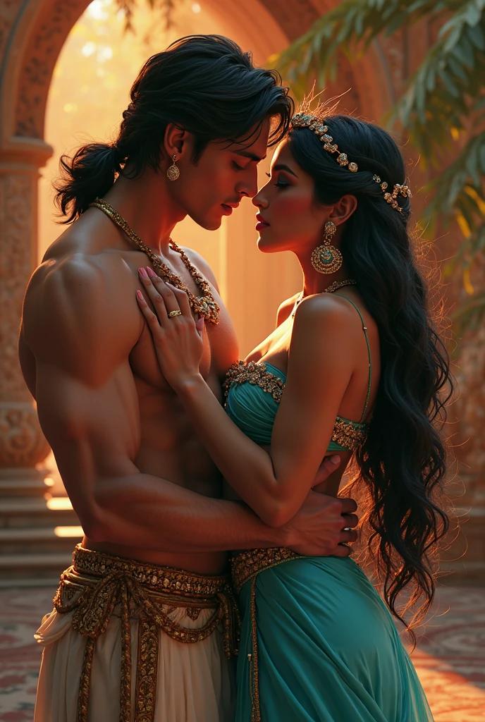 God Radha Krishna romantic kiss