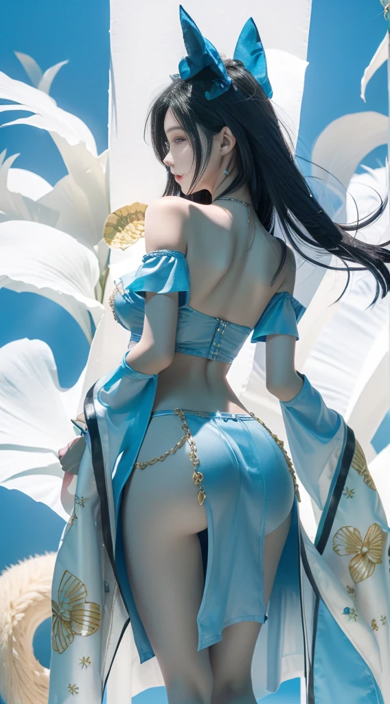 masterpiece, Highest quality, Very detailed, To the camera, 複雑に詳細なVery detailed, Realistic, Sharp features, Very detailed, Sharp focus, Perfect Face, Perfect Face, Perfect symmetry and perfect eyes, Perfect Plump Lips, Flexible female form, Cinematic, Film Light, Very detailed, hyper Realistic, masterpiece, Atmospheric, High resolution, Vibrant, Dynamic Studio Lighting, ((Dark Background)), The expression when enduring pleasure, Straight bangs, blue eyes,Back view on all fours、Butt、Sexually aroused expressions、No clothes、No underwear、No bra、((Full nudity))、((genitalpiercing))、((Nipple piercing))、White Veil