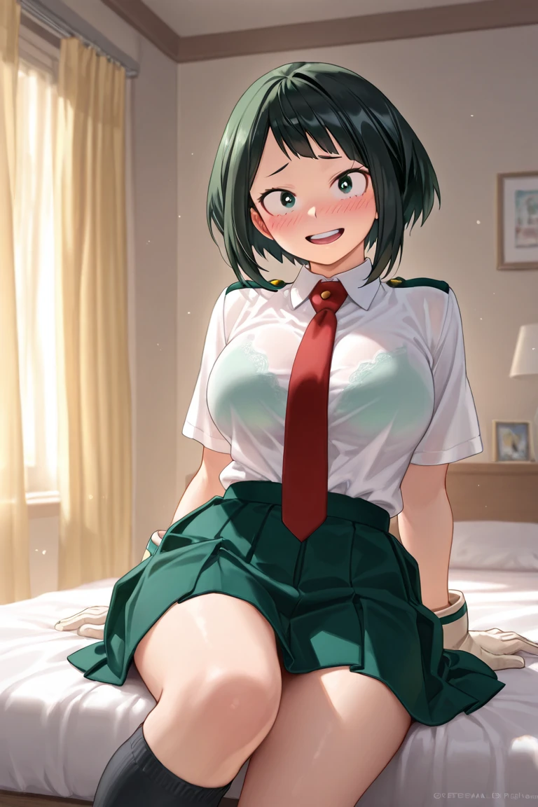 <lora:murata-yuusuke-1484it-novae:1>, anime screencap, open mouth, green eyes, fubuki \(one-punch man\), black hair, medium hair,
BREAK
large breasts, (nipples:1.3), smile, blush cheeks, (underboob:1.3, 20 years old:1.3), no bra, stomach, short sleeves , on bed, pillow, undressing,
BREAK
hetero, (sex:1.8),(vaginal),spread legs,lying,on back,penis,cum in pussy, (focus on girl), nsfw,