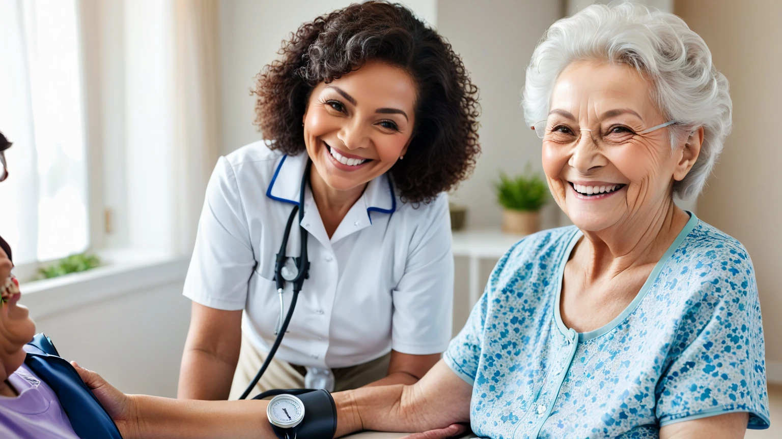Doctor treating an elderly woman 