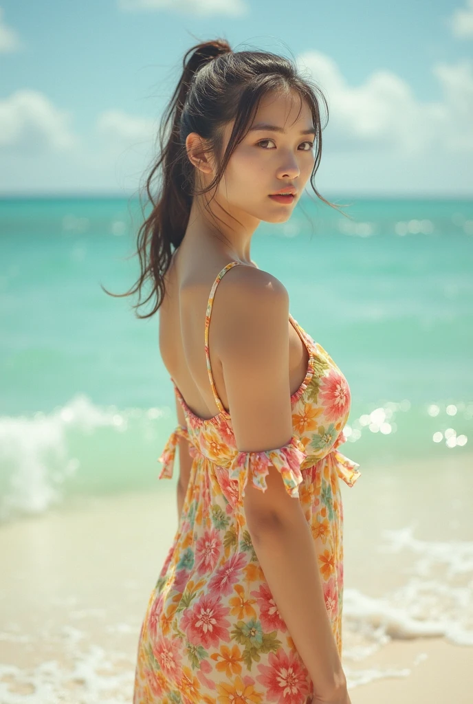Beautiful Japanese model posing in a swimsuit。