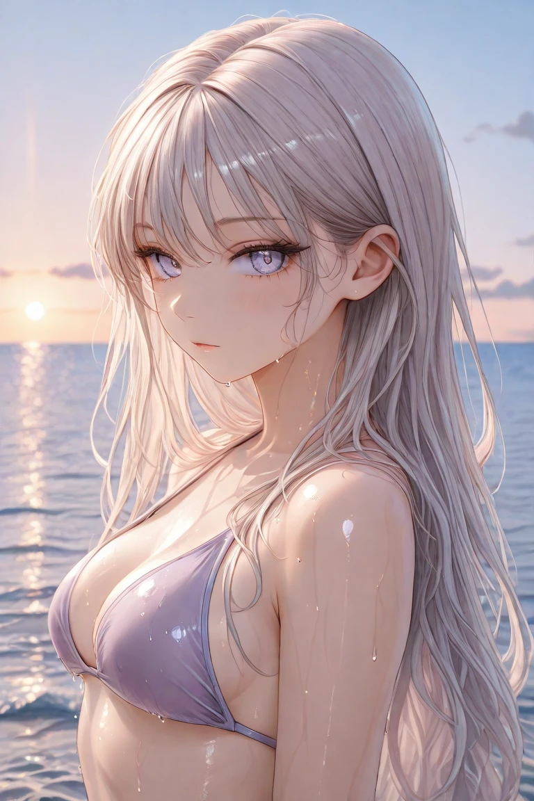 melusina, melusina, (brown eyes: 1.5), long hair, white hair, side locks, (small breasts: 1.2), BREAK white sexy nurse, sexy nurse, wedding,thighs, thighs, white thighs, REST looking at the viewer, REST outdoors,beach, sea, sand, blushing face, BREAK (masterpiece:1.2), best quality, high resolution, unity 8k wallpaper, (artwork:0.8), (beautiful detailed eyes:1.6), extremely detailed face, perfect lighting, extremely detailed CG, (perfect hands, perfect anatomy), on all fours