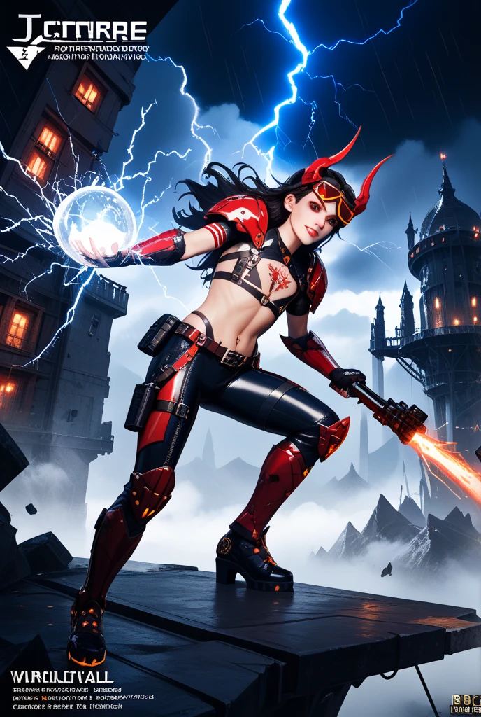 nix dark spawn woman very strong, black hair, 8k ultra high quality, masterpiece, ultra detailed, dark city around, rays cosmic around