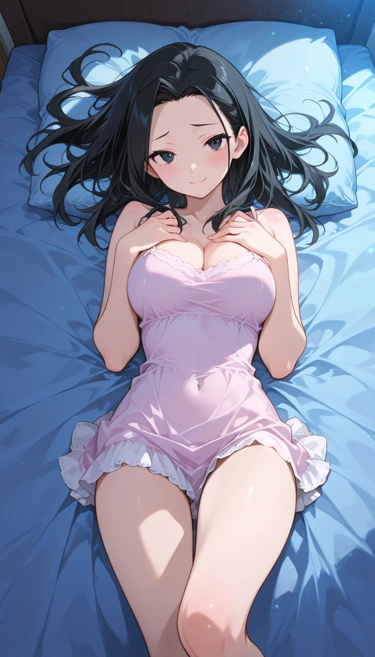 sexual, exposure, japanese anime, on bed, beautiful face, beautiful legs, lying on bed, 1 female,