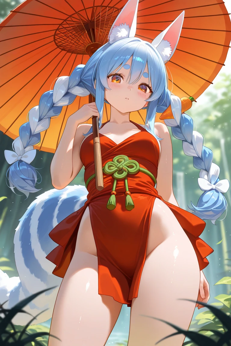 ((masterpiece, best quality, 4K, Ridiculous resources)), eager pet pose, Inu walking on red leaves, forest, alone, 1 girl,extremely giant breasts