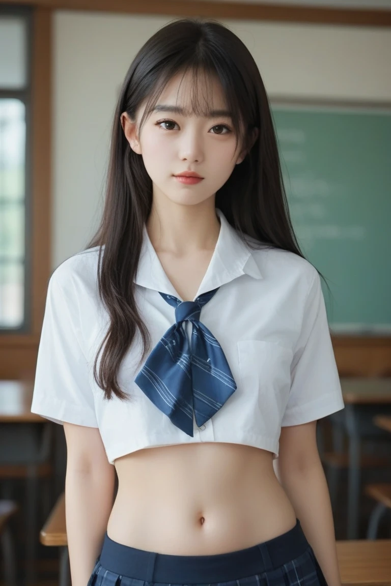 (8K、RAW Photos、top-quality、masterpiece:1.2)、(realisitic、Photorealsitic:1.37)、女の子1人、japanes、sixteen years old、femele、Classroom、natta、profetional lighting、Photon mapping、torn、Colossal tits、The tips of the knitted, which are pure white and very small in size, stick out、areola protruding、The shape of the pubic area is clearly visible、gals、Lots of lashes、Lame on the eyelids、Pitch black lip、Pitch black heels、pubick hair、the lower abdomen bristles、A slender、crotch open、My are big and are about to spill out of my bra、Very much pubic hair、pubic hair is very protruding、((a sailor suit))、maroon short hair