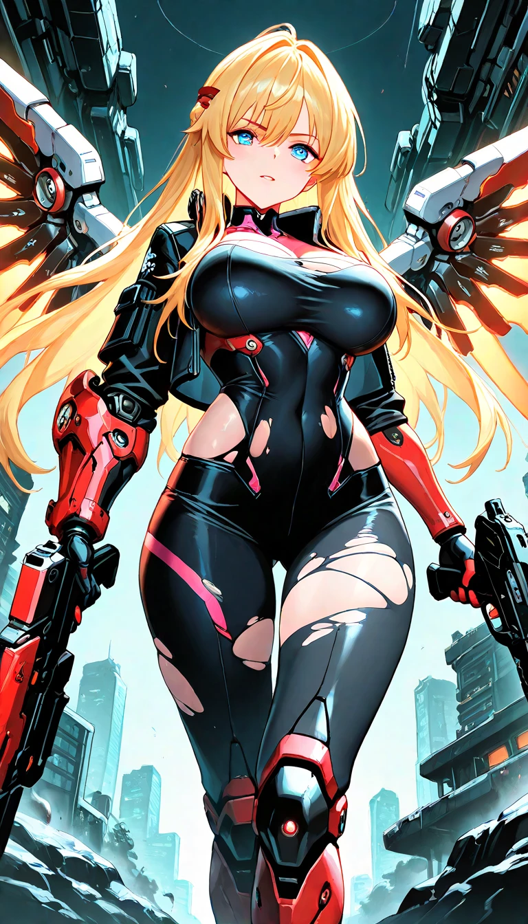 1 fit female
beautiful gigantic massive breast
battle
mechanical arms
sleeveless
oversized panty Katsuya Terada, Jeffrey Catherine Jones )