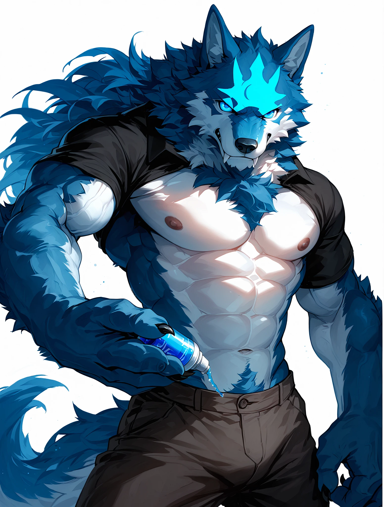 Five people,hairy,Human biology,Male black wolf,gray fur,Gray tail,White ear bleeding - green eyes,Muscle tissue,male,(The hairy feeling of animal ears),bulge,Intimate parts,long hair,blue highlights,Sleep naked,ice crystal tattoo,collar,motel,teenager,erotic actions,Strong muscles,Strong chest muscles,strong arms,Thick thighs,Multiplayer sports,thigh straps,shy,intimate action,erotic actions,Multiplayer sports,exposed buttocks,Cocked buttocks,big bed,NSFW,Rear view,sitting on bed,legs spread,Zoom out,tail sex,covered in milk,Transparent boxer briefs