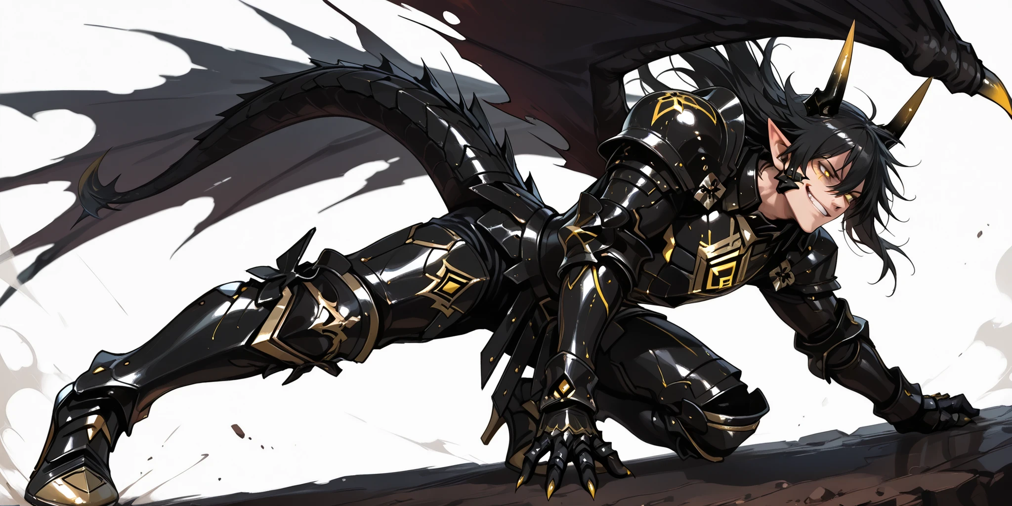 8K, Masterpiece, highres, future fiction. black visor, Detailed head, Detailed Body, full body, Detailed abs, wearing crNanosuit, big muscle (pecs, triceps, traps) unusually developed muscular body, body full of huge muscles. showing off muscles, pectorales enormes. Exaggeratedly huge muscles. Gigachad Muscular, gigantic muscles, Colossal giant NANOSUIT over a battlefield, The cloak is so long that it touches the ground, crossed arms. The claws are sharp, Sharp teeth, have big wings. Spread wings, whole body shines like metal. nj5furry, BLACK COLOR, bulge in the  wears a small black string  that reveals huge muscular thighs. (metallic color: jet black )