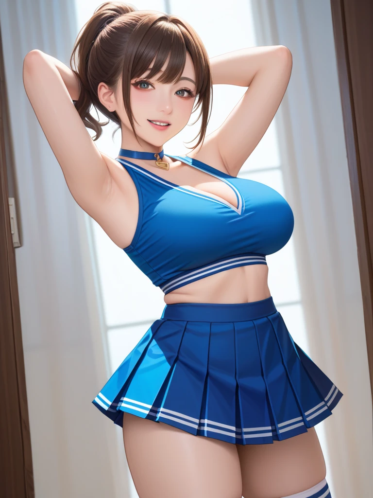 4k, realistic, charismatic, very detailed, there is a girl in the sky, She is Velma Dinkley, she is a very young, she is with Scooby, Scooby Doo theme, large hair, ponytail, 20 years, full body, (detail in the eyes), (detail in the face), incredibly beautiful, blue eyes, blush, makeup, red lipstick, miniskirt, (wide hips), (thick thighs), small breasts, dress, Beauty girl, seductive pose, (extreme hourglass figure), thin, svelte, white skirt, boots, tight t-shirt, ((pleated mini skirt))