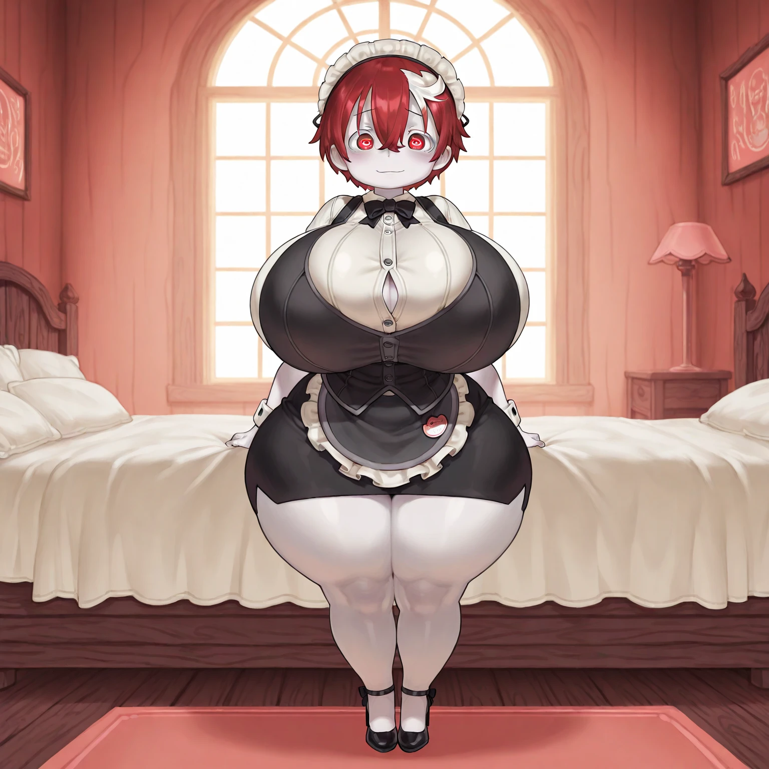 by zackary911,zackary911, wolf, anthro, maid is unnaturally tall and thicc and is taller than doors,fat, overweight, massive belly, vore, large stomach