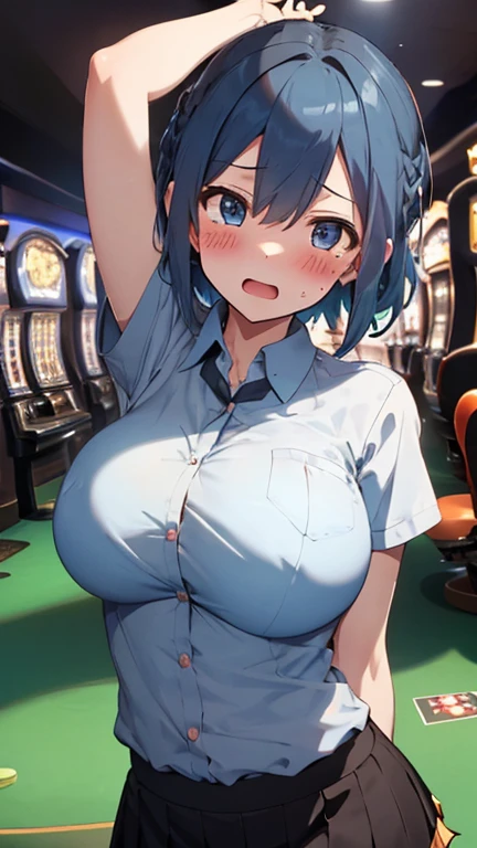 Erotic manga、Manga style、High resolution、Focus on people、Leg spread、Ecstatic expression、Half-naked bunny girl showing off her sexuality at the casino、Pussy exposure、Perfect proportions、Cowboy Shot、Very large breasts、Fatty legs、Sweaty、Darjeeling