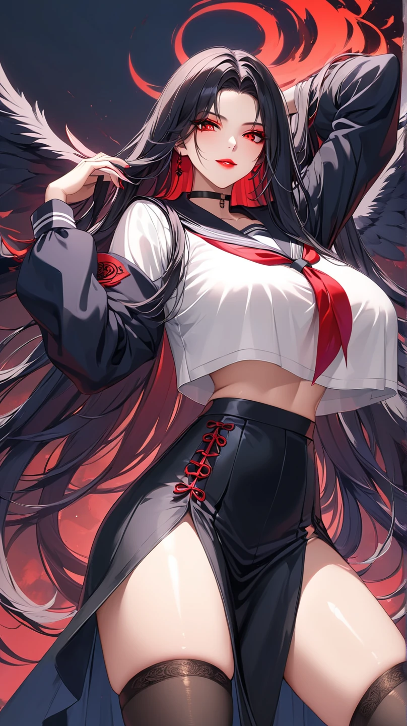 masutepiece、Best Quality、hight resolution、tre anatomically correct、white dres、a black ribbon、Short miniskirt、(Vibrant colors:1.2)、(masterpiece:2.0)、onepiece、Uta、left red hair、right gray hair、(((Not wearing pants)))、divine spirit、Flushed cheeks、Beautiful girl in every detail、Body shining with sweat、Wet、Seductive thighs、sexy pose、(round breasts:1.5)、Perfect style、Slimed、open one's legs、Open your crotch、Female genitals、teats see through、Hard nipples
