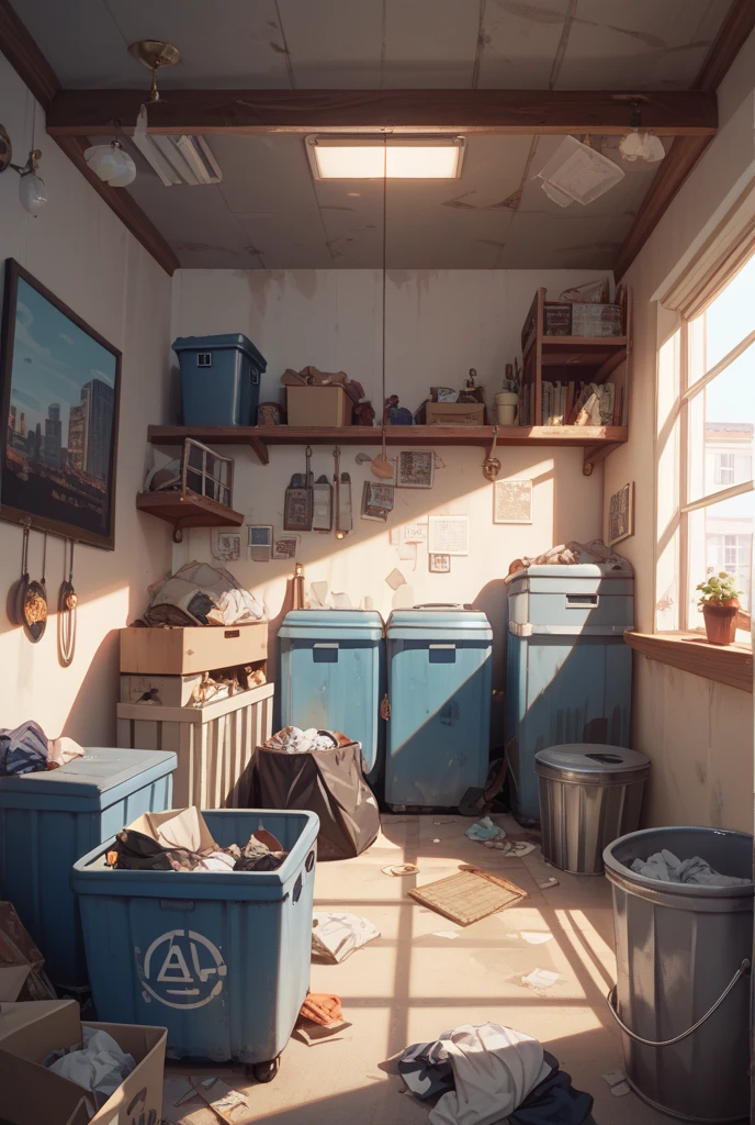 3D model HD rendering, building rendering, right Angle isometric view, 45 degree Angle, (gray background), high detail, movie, global lighting, reality lighting, Unreal Engine rendering, Substance 3D, Octane rendering, (hdr:1.3), (messy run-down street store, all over the floor), Crash, combat damage style, overgrown weeds