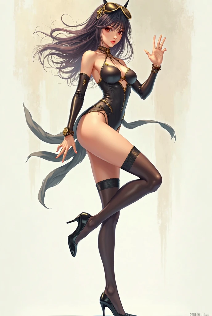 Very Black woman, looking at you in the middle of a big city and big bouldings, with sexy dress and heels, long legs and tits with hard and hard weights, she has black hair and is very tall. Sexy, hot, tall, Dress, skimpy, heels, hentai, black skin, curvilinear body, closer view, closer photo