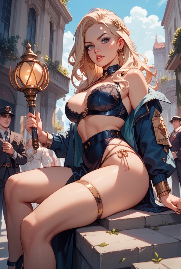 (melhor qualidade, Obra de arte), (tarot, tarot card,:1.1) 1woman emmanor maximum resolution, esculpido, militares, usando um capacete de soldado, lindo, Corpo perfeito, cabelo loiro, olhos azuis, Corpo perfeito, cintura fina, quadris largos, seios grandes, coxas finas, fundo da selva, Armored Vehicle, militares robot dog, uniforme camuflado, calcinha apertada, Two pieces, altamente detalhado, high resolution, perfect hands, Rear view, camo, from behind, Ombros nus, fundo preto, Dourado, glorioso, epic background, Vibe Epic, no estilo de Druuna