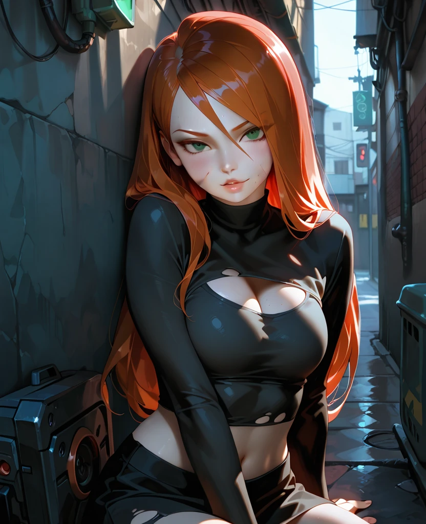 photo of top girl cyberpunk art,gothic art,extremely high quality RAW photograph,detailed background,intricate,Exquisite details and textures,highly detailed,ultra detailed photograph,warm lighting,4k,sharp focus,high resolution,detailed skin,detailed eyes,8k uhd,dslr,high quality,film grain,redheadwear