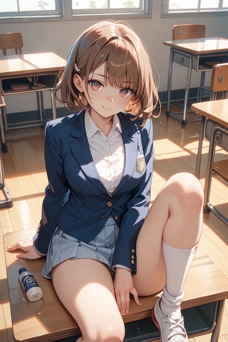 Smile,best Smile,double Peace,cardigan,miniskirt,masterpiece,best quality,ultra detailed,high resolution,extremely detailed CG, (perfect hand),