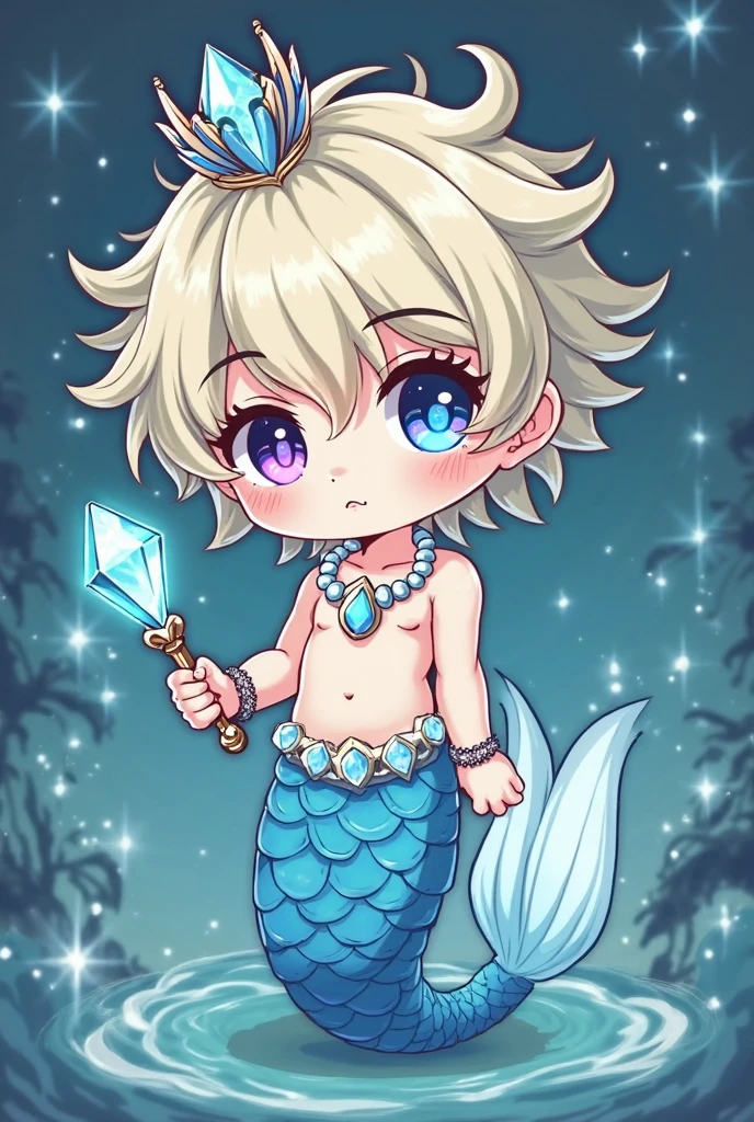 Baby Mermaid Girl, ((((DARK SKIN)))) ((SHORT OMBRE MULTICOLOR HAIR)), Teal Hair Mixed With Brown Hair, White Mermaid Tail, Rune Tattoos, Circlet