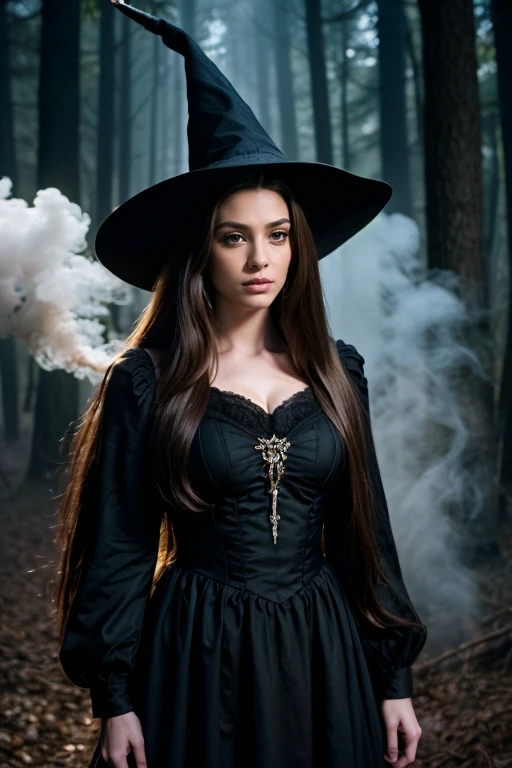 (Masterpiece.UHD.photo realistic) An ultra hot gorgeous European woman. Italian. Age 23. Cleavage.curvy body.She’s an ancient dark magic priestess. Gothic. Horror movie. Dramatic light.spooky scenery.