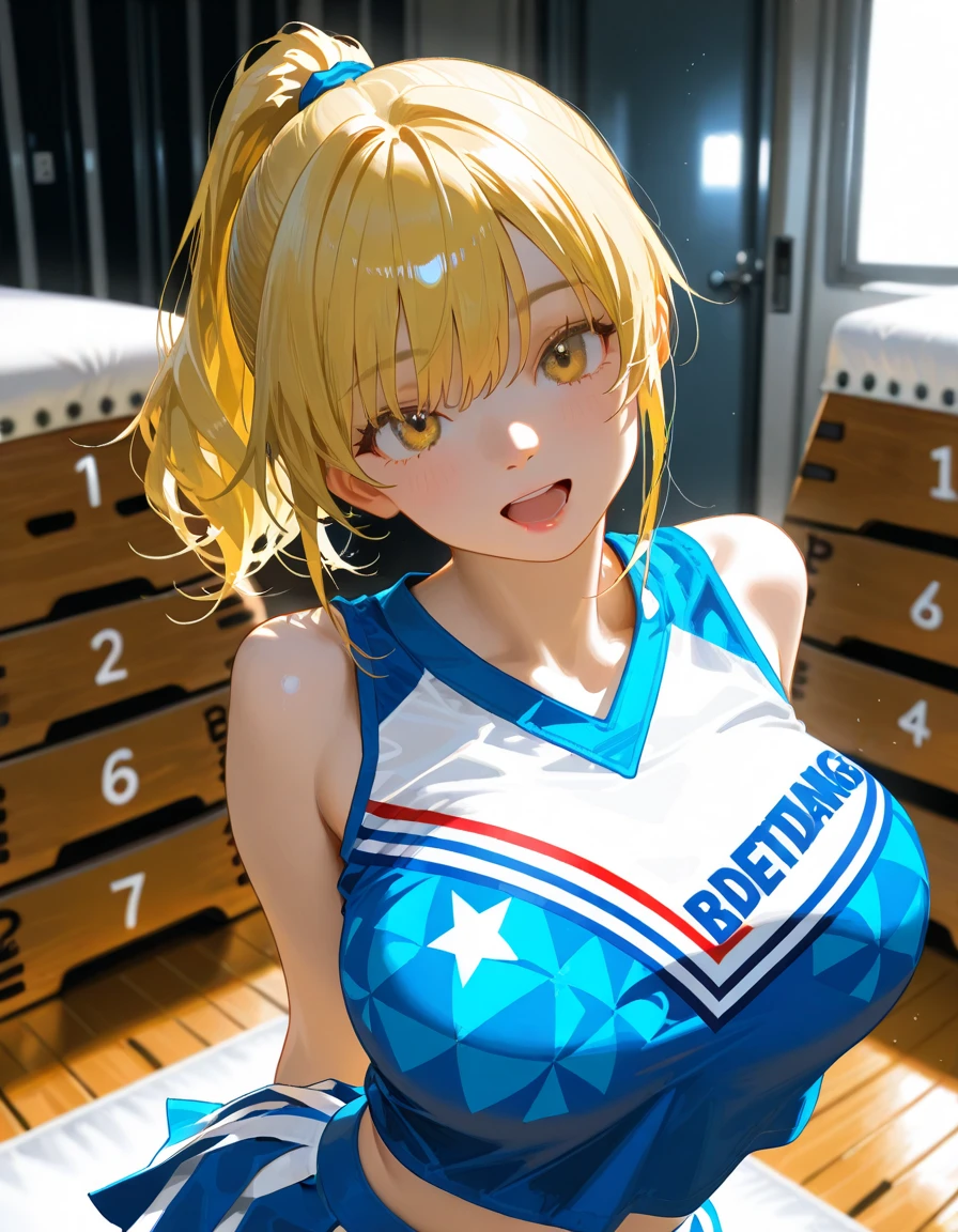 Nsfw,(highest quality,8K,32k,masterpiece),(High resolution),Super detailed,very beautiful face and eyes,1 girl,(close,highest quality,high detail,Rich skin details),(highest quality,8K,oil paint:1.2),Super detailed,tareme,
Blond hair,short hair,Complements a variety of shades of black,There is a delicate makeup,shining face,Exquisite,Brilliantred eyes,Feel like a sweet girl,gigantic breast,nipples,pussy,(spread legs),(sringshot swimsuit:1.3),(in stage:1.5),(full-face blush:1.5),(standing naked men:1.3),(penis),(handjob:1.5) ,(people, crowd: 1.3)