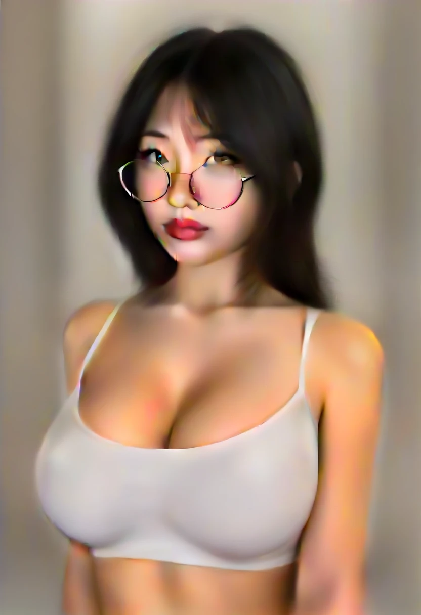 geourgeous malay girl in naked posing for a picture, short hair with glasses, geourgeous gigantic breast, wet body, naked, seductive girl, sitting in chair, open legs, genital bullae, a hyperrealistic , smooth skin, touching her body, teasing smile, ilya kuvshinov. 4 k, realistic , hyperrealistic , fubuki, [ 4 k digital art ]!!, woman moe artstyle