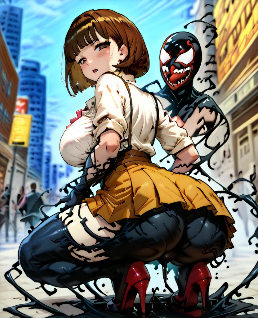(best quality, masterpiece, uncensored, high quality, ultra detailed, extremely detailed CG, beautiful face, beautiful eyes, beautiful hair), solo, (1girl, (((dark brown hair, yellow green inner, Hair Flaps, short ponytail)))), (((((leotard armor, collar))))), (((((extremely awesome detailed deep-silky-healthy-lackwarm-foundational-baby face))))), nsfw, pussy, skindantation, hiqcgbody,(gleaming skin), (outdoors, alley:1.2), masterpiece,best quality,(size difference:1.4),(huge male necromancer,(monster:1.3),vampire standing:1.3), meatshield style and (1girl) and (monster sex), motion lines,(suspension,reverse suspended congress),(absurd stomach bulge), collar, chain,cum, penis, tears, small breasts, nipples,large insertion,teeth, bound, bdsm,rolling eyes, vaginal,bondage,navel, tongue, open mouth, crying with eyes open, pussy, ahegao, tongue out, spread legs, (legs up),restrained, testicles,fucked silly, cuffs, nude, black collar,veins,arms up, (eerie atmosphere, horror theme), suspenders, (extremely awesom e detailed and ribbon:1.3),(extremely awesome detailed deep-silky-healthy-lackwarm-foundational-soft-skin:1.1), (extremely awesome detailed gleaming skin), (extremely awesome detailed pretty face, extremely awesome detailed eyes, extremely awesome detailed shiny hair:1.2), (embarrassed, closed mouth:1.4), extremely awesome detailed dynamic lighting, extremely awesome detailed caustic, extremely awesome detailed deep shadows,(best quality, highres, absurdres, extremely awesome detailed CG unity 8K HDR wallpaper, perfect anatomy:1.1),(extremely awesome detailed realistic, extremely awesome detailed 3d:1.0)