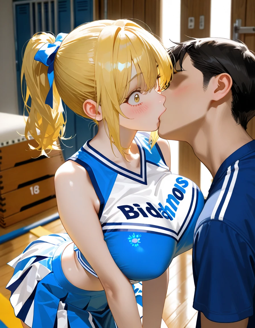 score_9, score_8_up, score_7_up, source_anime, rating_explicit, rating_safe, rating questionable, anime coloring, (anime cels style, high resolution, photorealistic), (super fine illustration:1.3), (best quality:1.2), (masterpiece:1.2), top-quality, delicate features, delicate skin, realism, beautiful lighting, 1girl, perfect face, perfect eyes, detailed hair, outfit perfect, beautiful breasts, perfect body, perfect anatomy, perfect chest, perfect hips, perfect legs and feet, perfect hands, perfect fingers, ((large breasts:0.8)), (small nipple:1.1), beautiful thigh, beautiful legs, curvy body, Attractive body, Voluptuous body, Attractive legs, ultra detailed eyes, Erotic, Pupils, sexy pose, dynamic pose, dynamic background, (shiny skin:1.2), ultra detailed clothing, pretty, cute, ((oily skin:1.3)), (Super oily and shiny skin with fine texture:1.1), beautiful oil-covered thighs, blush, aroused, happy, (light smile:1.4), open mouth, (orgasm), afterglow, (small labia majora:1.2), (small beautiful areola:1.3), (beautiful nipples:1.2), (perfect proportions), (sweat-soaked body), ((clothed)), (covered breasts:1.5), shiny clothes, shiny body, BREAK, ((indoors hotelroom)), bed, sensual look, 1 cute girl, (close to viewer), cowboy shot, intricate, (grabbing anothers leg), (1boy), penis, hetero, sweat, penis, pussy, solo focus, spread legs, legs up, cum, sex, vaginal, cum in pussy, lying on, on side, bouncing breasts, motion lines, motion blur, cameltoe, navel focus, blowing in the wind, flutter, kyoto style, (from beside), dutch angle, more detail XL, absurdres, (skirt lift), panty shot, ((ohara mari, blonde hair, yellow eyes, medium hair, crown braid, hair ring, cheerleader, pom pom, \(cheerleading\), white panties, panties around one leg, white thighhigh,), ((blue cheergirl)), (motion sex), fine anime screencap, fine anime screencap, official art, official style, megami magazine,
